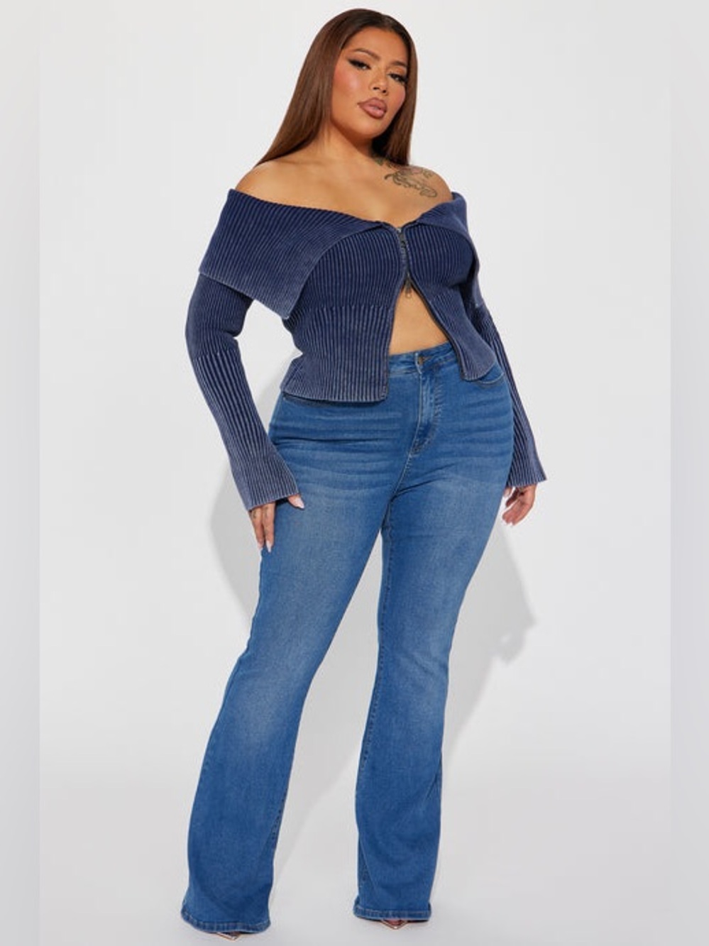 Fashion Nova Tucson High Rise Stretch Flare Jeans - Medium Wash